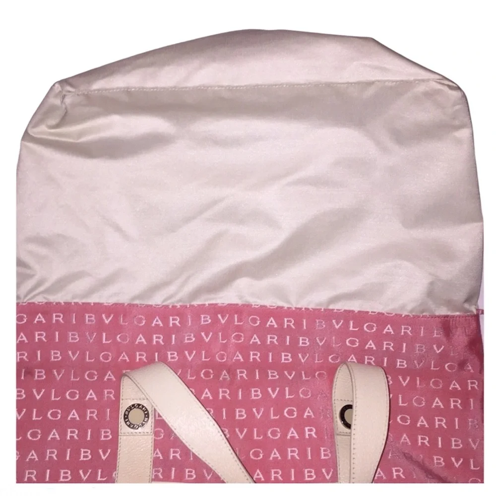 BVLGARI MAEREA Pink/Coral Leather Trim Satchel - Picture 11 of 15